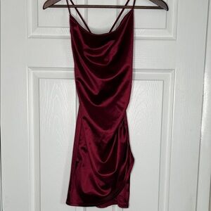 Windsor Deep Red Satin Mini Dress